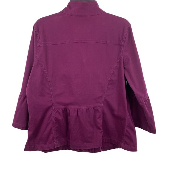 Sonoma Womens Purple Jacket Button Front Bell Sleeves Mandarin Collar Size 1X - Picture 2 of 8
